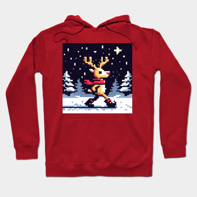 The Skating Reindeer: Family Christmas Design Hoodie by Merlyn Morris